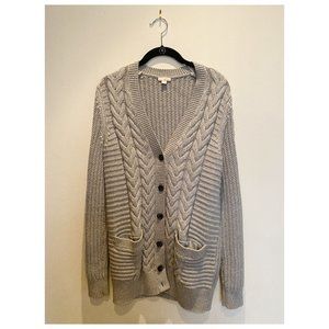 GAP Gray Honeycomb Cable Knit Chunky Cardigan | Size M